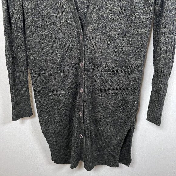 Banana Republic Cardigan Black Lace Stitch Button Front Women's Size M - Picture 3 of 10